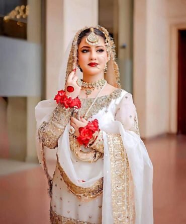 Graceful Whiteness Unveiling Bridal Sharara Beauty