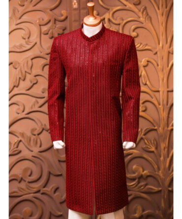 Self Embroidered Sherwani w/ Sequence Work for Groom