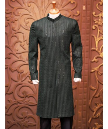 Self Embroidered Sherwani w/ Sequence Work for Groom