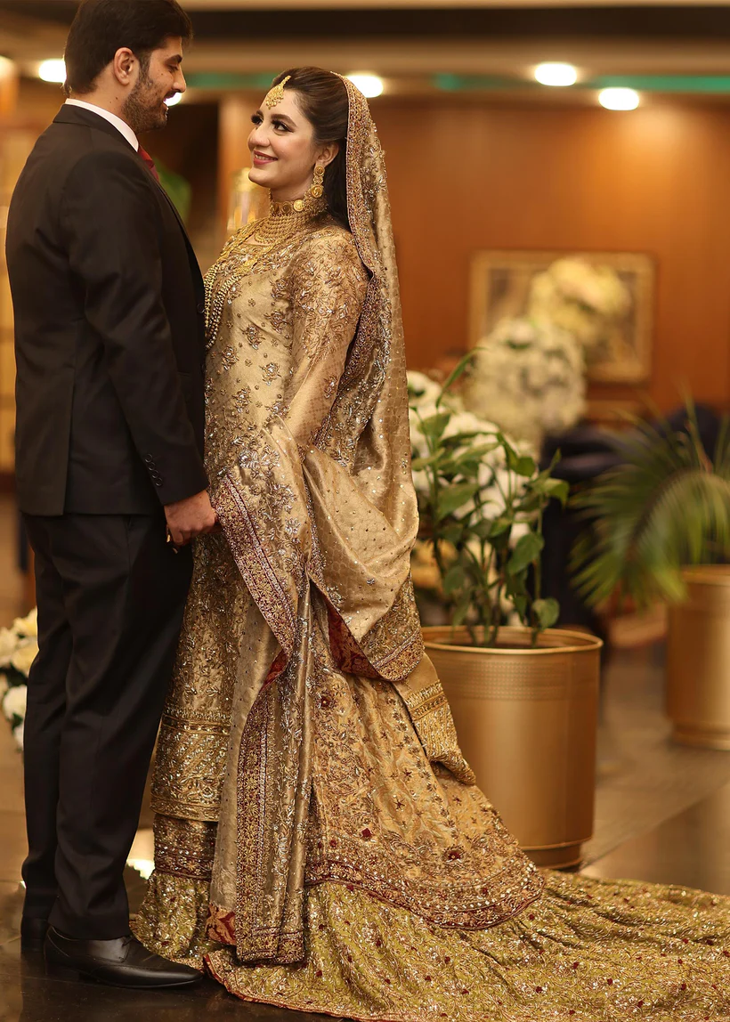 Metallic Gold Lamè Ensemble with Zurbuff Farshi Sharara and Adda Work Dupatta - Image 3