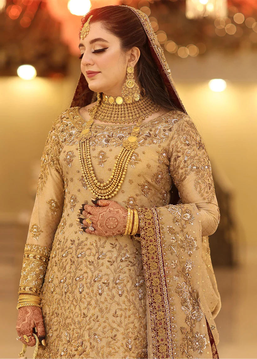 Metallic Gold Lamè Ensemble with Zurbuff Farshi Sharara and Adda Work Dupatta - Image 2