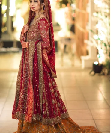 Embellished Red Net Lehenga Set with Silk Net Dupatta