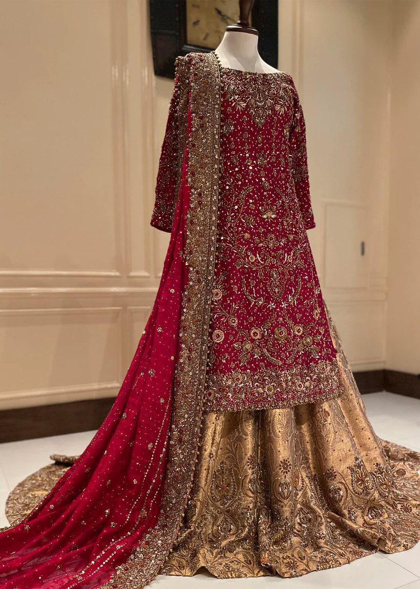 Red Net Ensemble with Zurbuff Lehnga and Dupatta