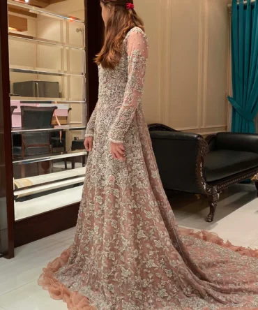 Embellished Organza Maxi with Matching French Net Bridal Veil