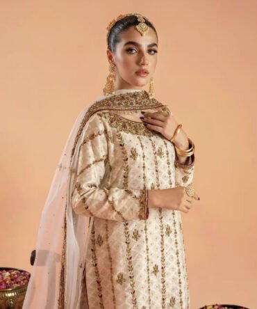 White Golden Wedding Wear Gharara