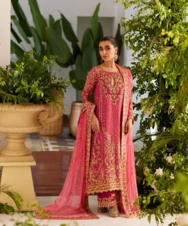 Coral and Gold Mukesh & Zardozi Ensemble