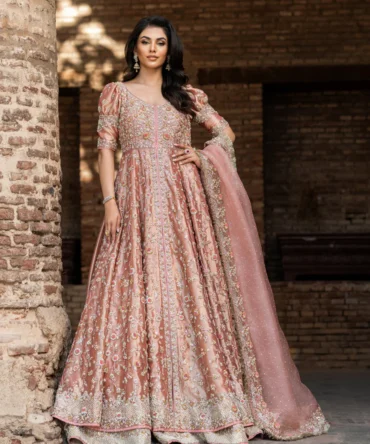 Pakistani Bridal Dress in Pishwas and Lehenga Style