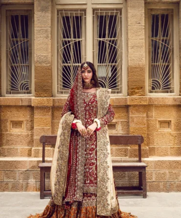 Pakistani Bridal Dress in Farshi Lehenga Kameez Style