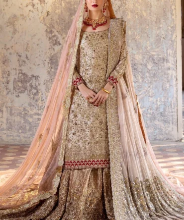Pakistani Bridal Dress in Lehenga Kameez Dupatta Style