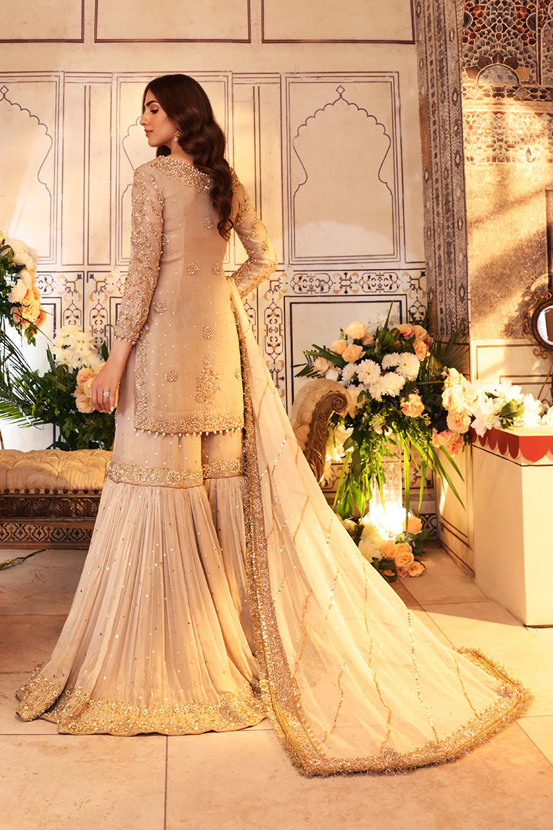 Pakistani Bridal Dress in Gharara Kameez Dupatta Style for Nikkah - Image 2