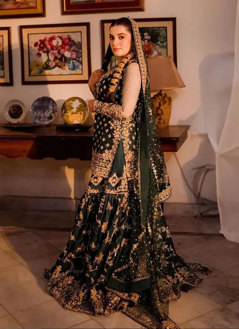 Radiant in Green 🌿 Bridal Sharara Dreams for Mehndi - Image 4