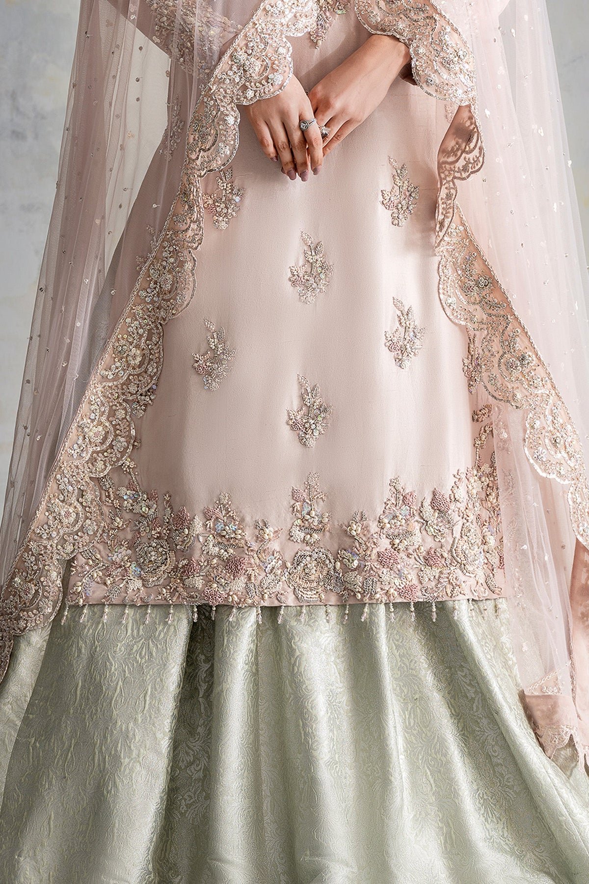 Embellished Nikkah Dress in Royal Lehenga Kameez Style - Image 4