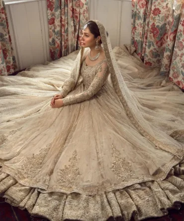 Nikkah & Bridal Party Gown  Pakistani Embroidered Maxi Suit