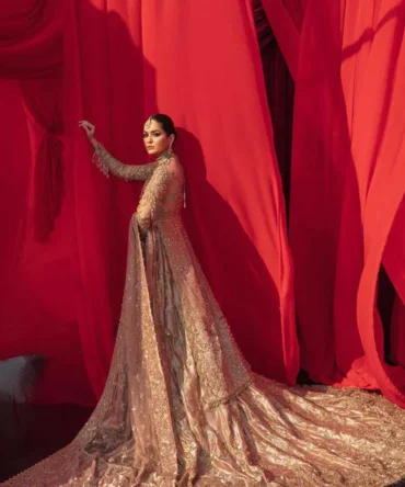 Bridal Lehenga with Hand-Embellished Kora and Dabka Motifs