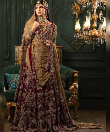 Make a Grand Entrance in This Majestic Back Trail Wedding Lehenga!