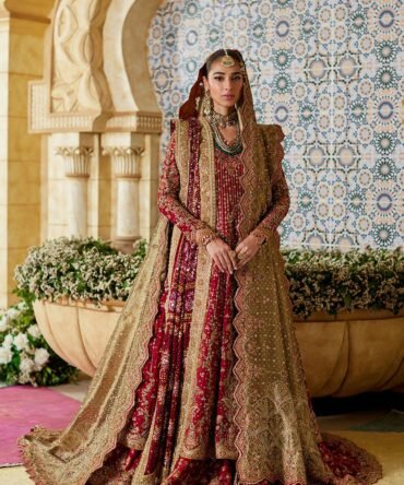 Crimson Heirloom Farshi Bridal Ensemble