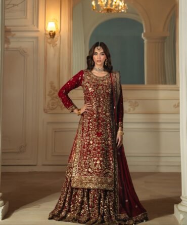 chiffon Lehenga in Maroon by Malikwears