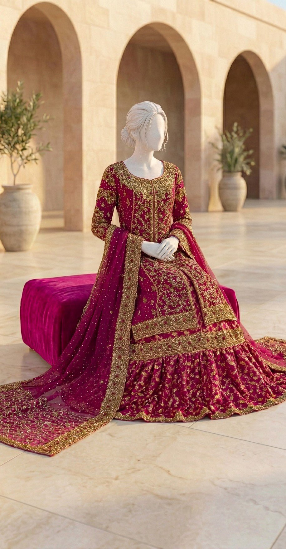 Durr e Fishan | Farshi Lehenga | Red - Image 2