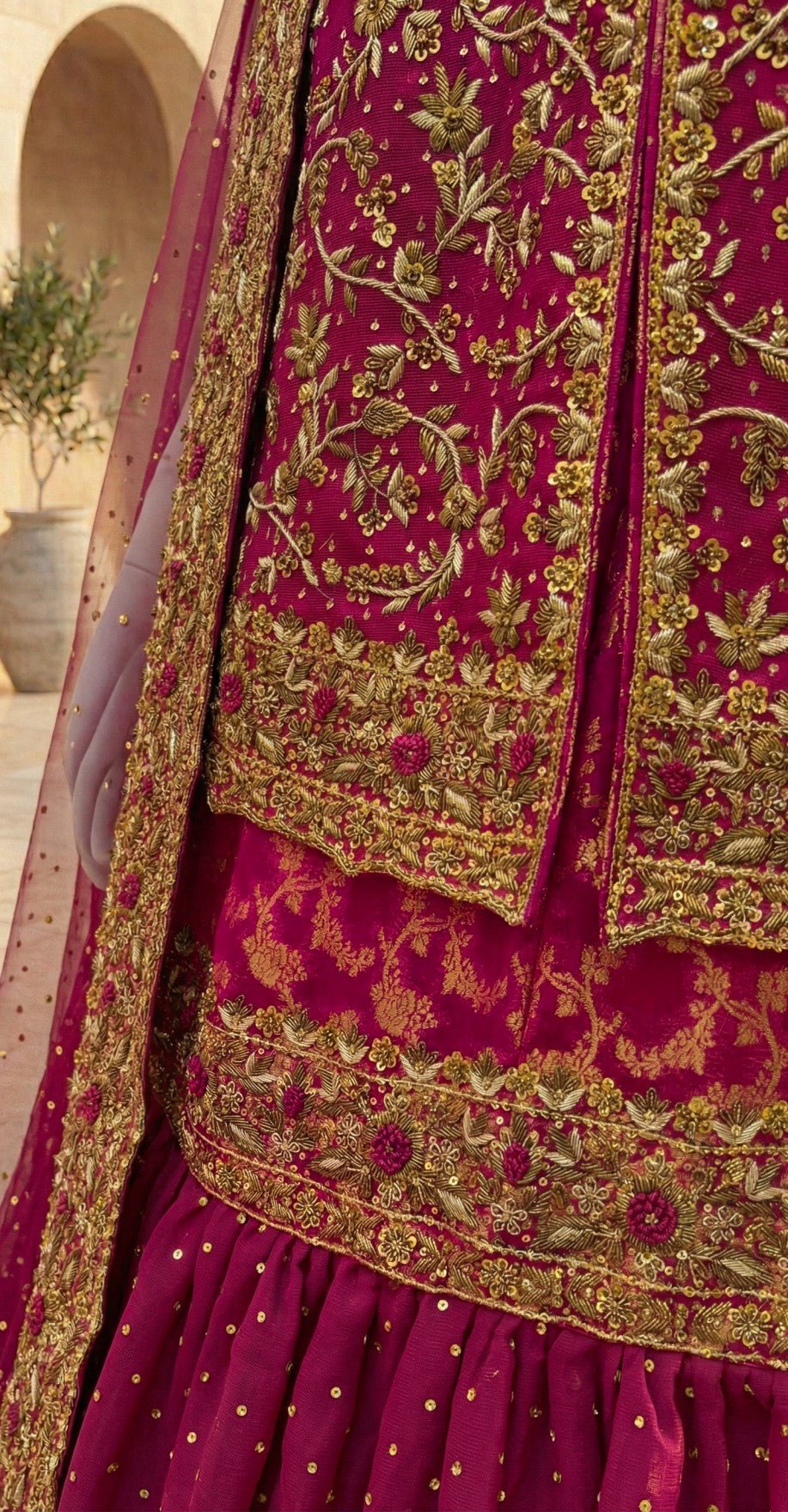 Durr e Fishan | Farshi Lehenga | Red - Image 3