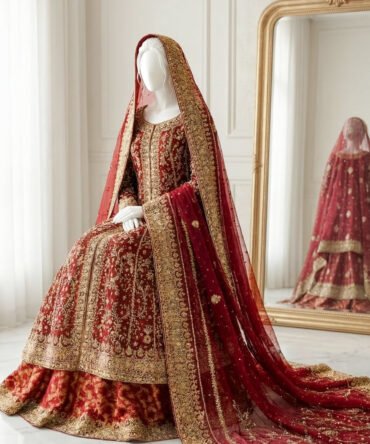 Nikhaar | Farshi Lehenga | Red