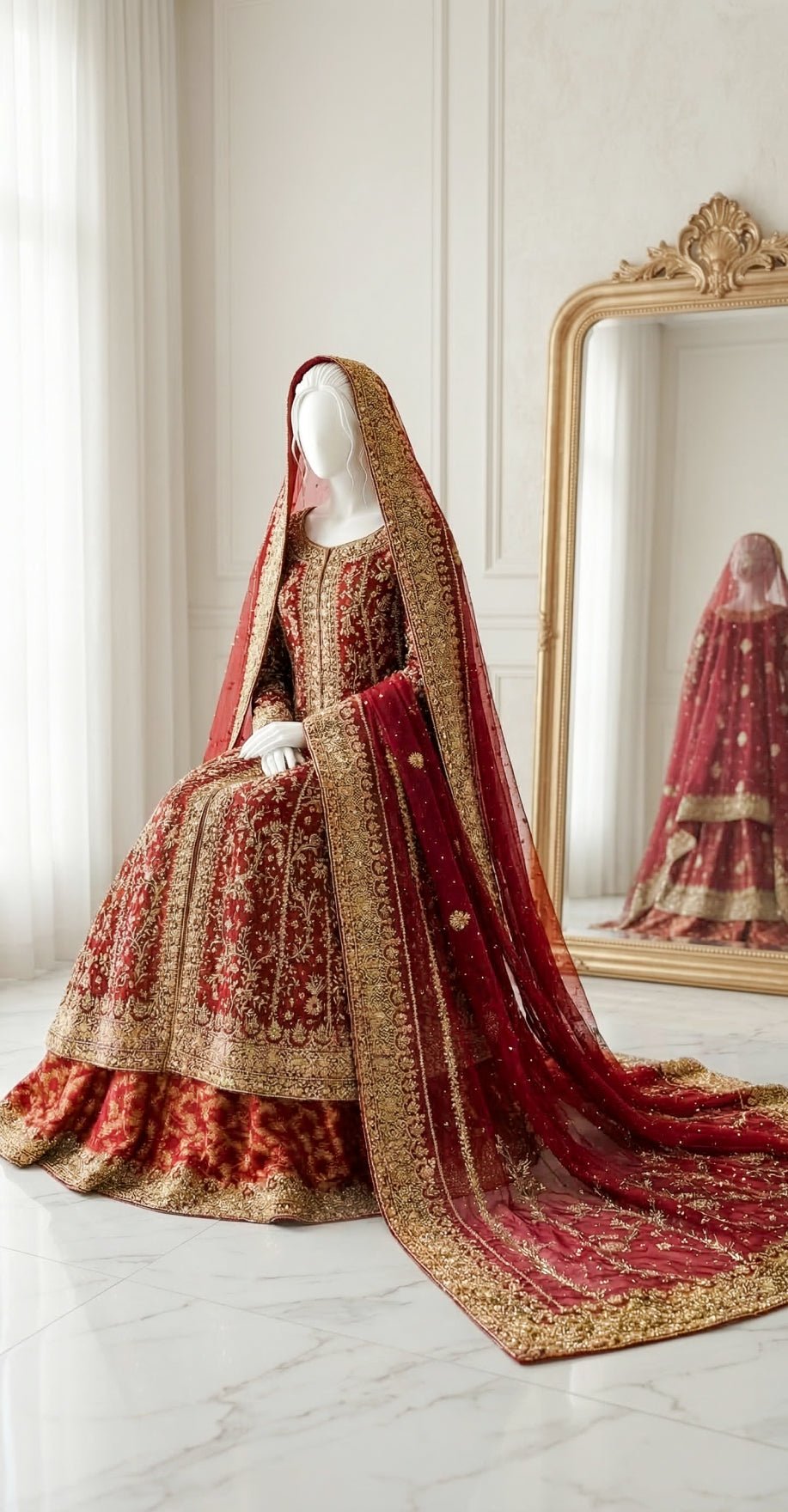 Nikhaar | Farshi Lehenga | Red