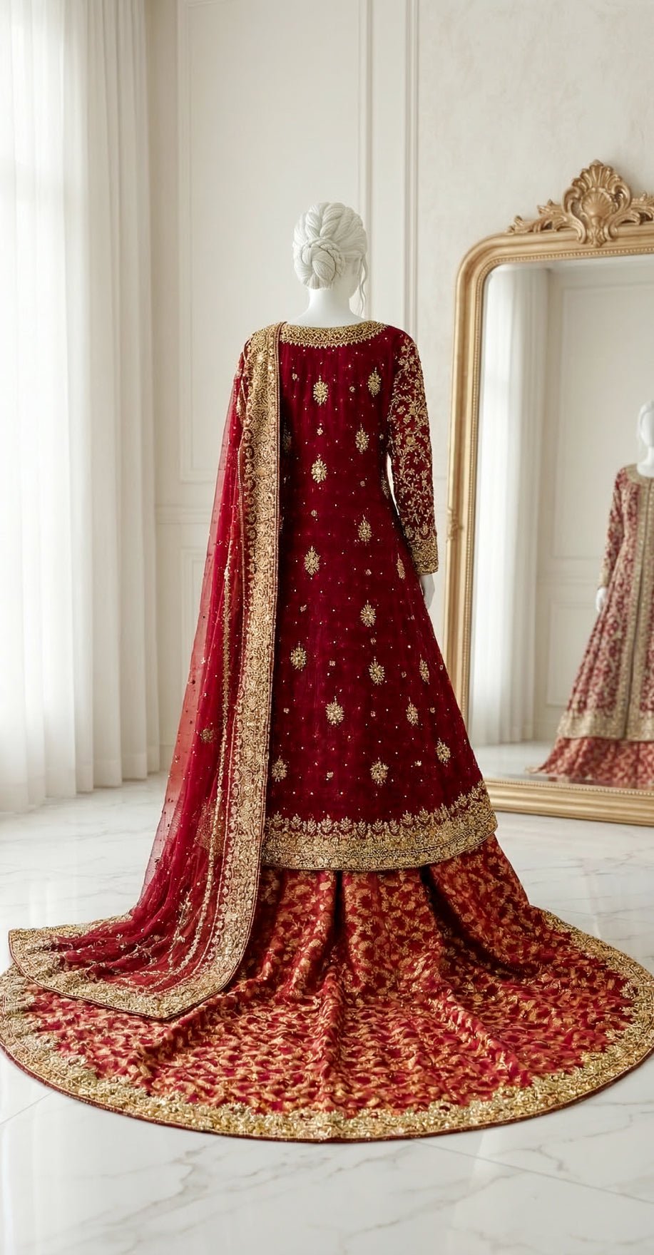 Nikhaar | Farshi Lehenga | Red - Image 5