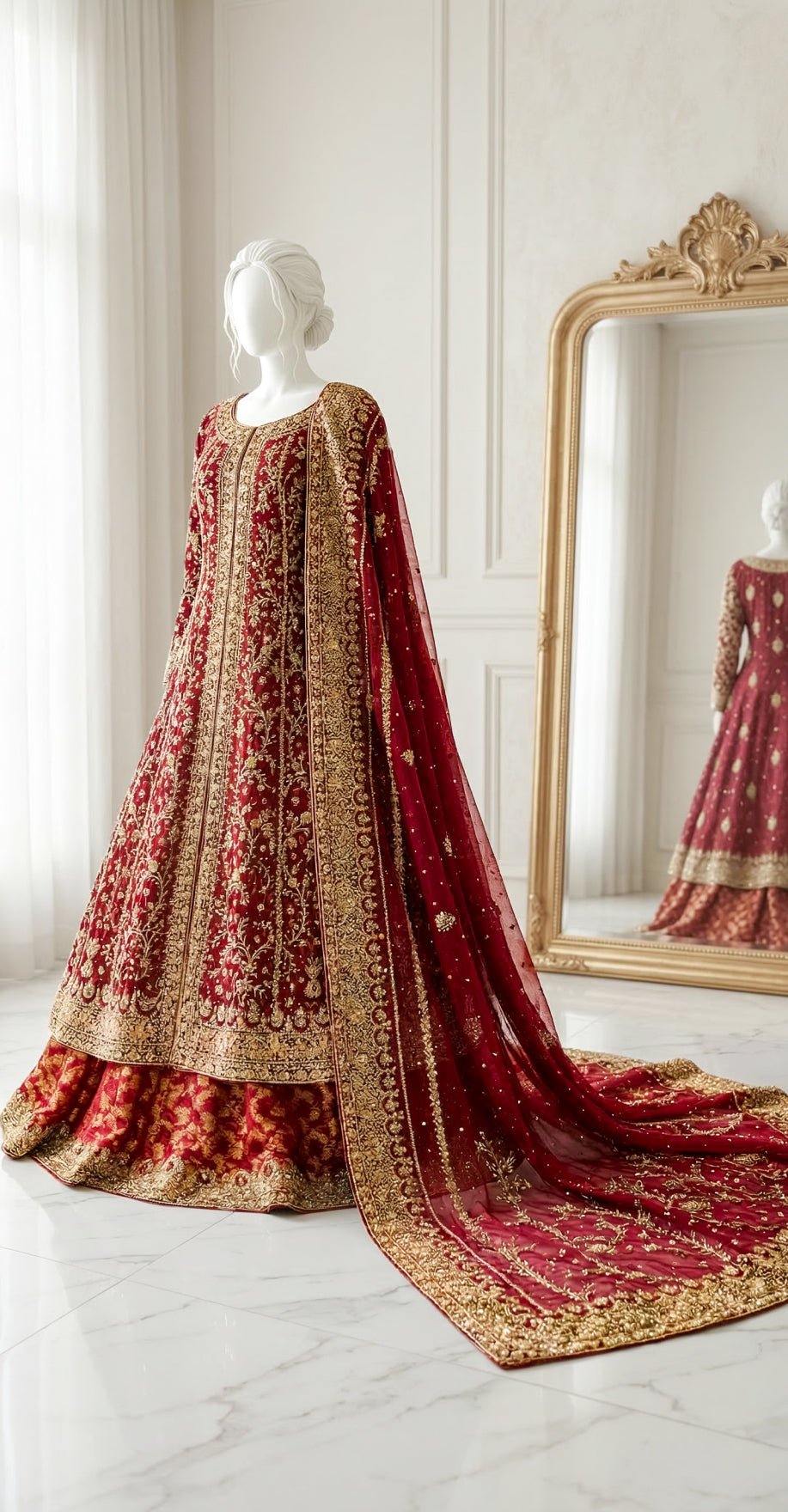 Nikhaar | Farshi Lehenga | Red - Image 2