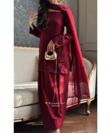 Raw Silk 3 Piece Suit with Silk Dupatta | Stitched & Unstitched Pakistan